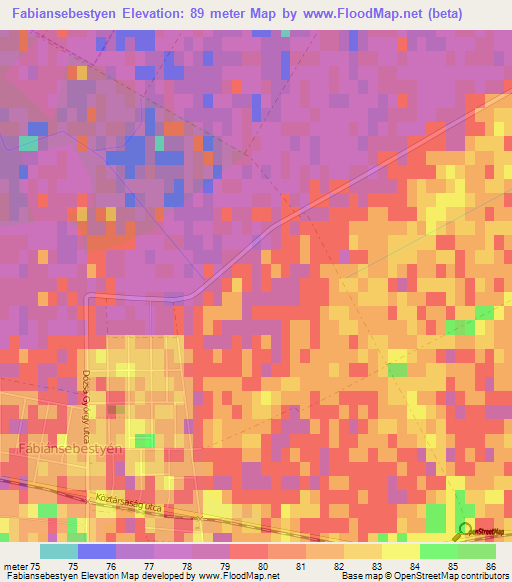Fabiansebestyen,Hungary Elevation Map