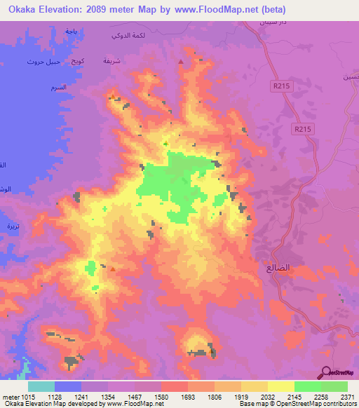 Okaka,Yemen Elevation Map