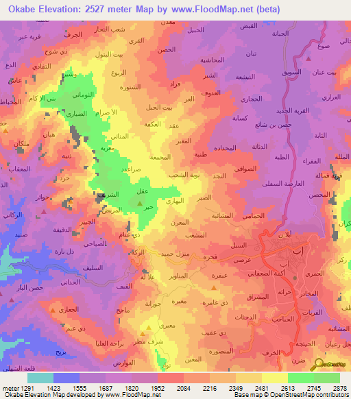 Okabe,Yemen Elevation Map