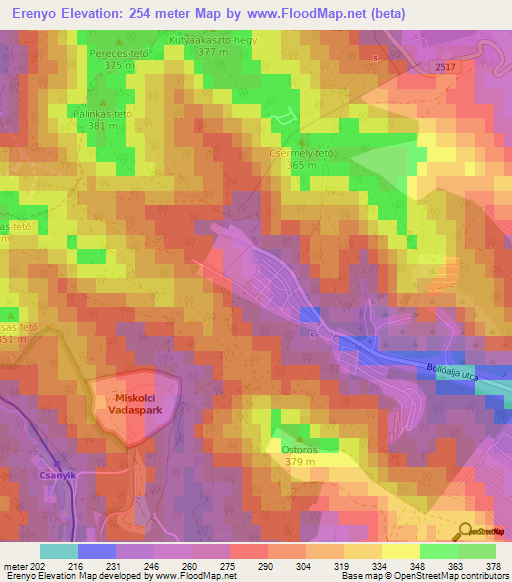 Erenyo,Hungary Elevation Map
