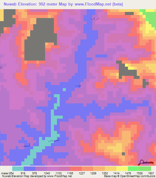 Nuwab,Yemen Elevation Map