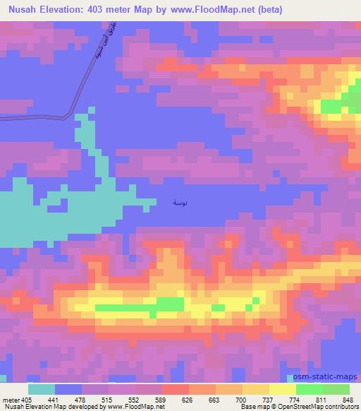 Nusah,Yemen Elevation Map