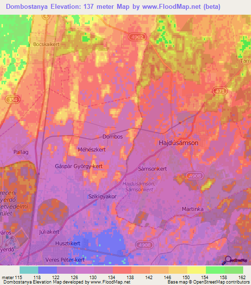 Dombostanya,Hungary Elevation Map