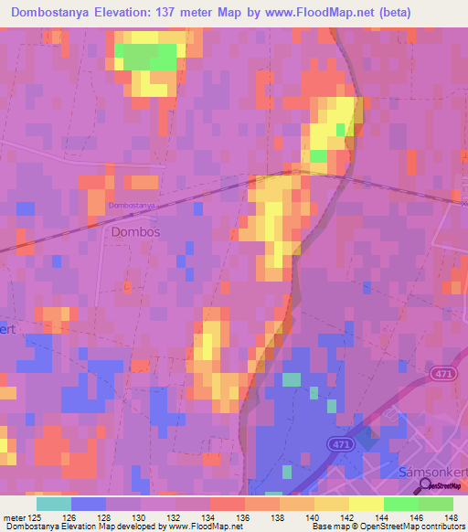 Dombostanya,Hungary Elevation Map