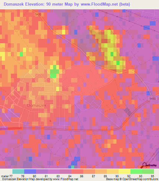 Domaszek,Hungary Elevation Map