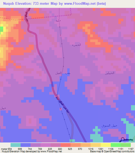 Nuqub,Yemen Elevation Map