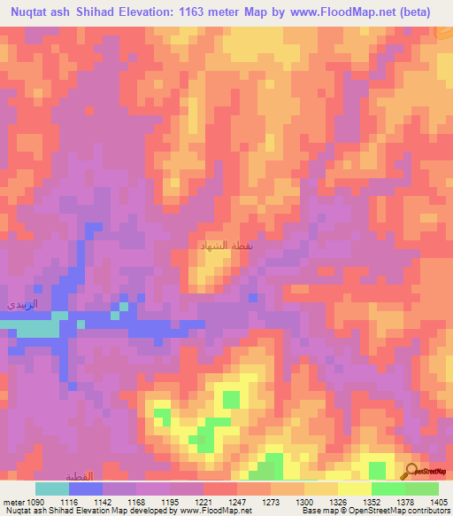 Nuqtat ash Shihad,Yemen Elevation Map