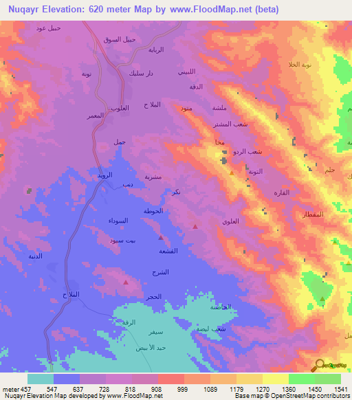 Nuqayr,Yemen Elevation Map