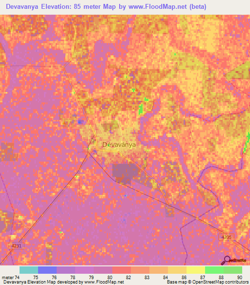 Devavanya,Hungary Elevation Map