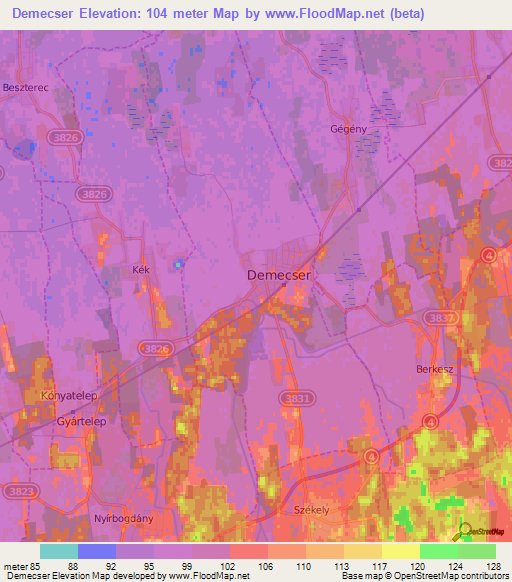 Demecser,Hungary Elevation Map