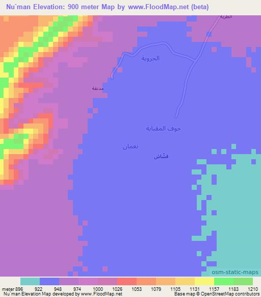 Nu`man,Yemen Elevation Map
