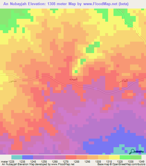 An Nubayjah,Yemen Elevation Map