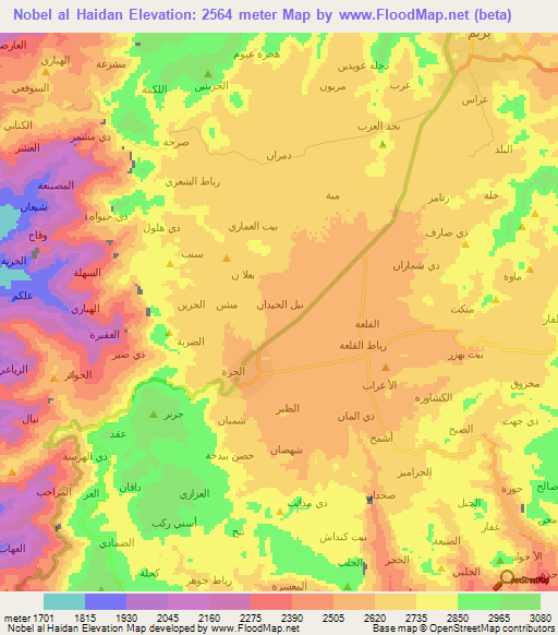 Nobel al Haidan,Yemen Elevation Map