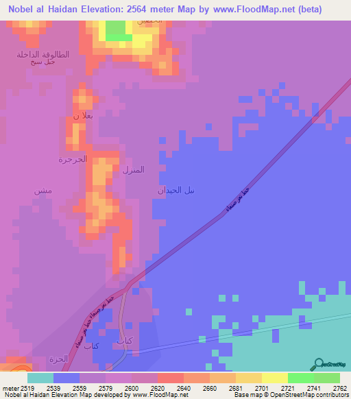 Nobel al Haidan,Yemen Elevation Map