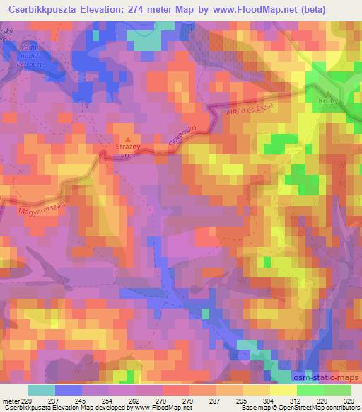Cserbikkpuszta,Hungary Elevation Map