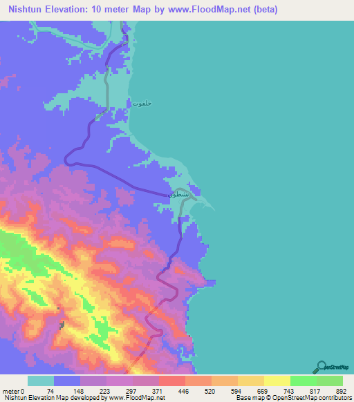 Nishtun,Yemen Elevation Map
