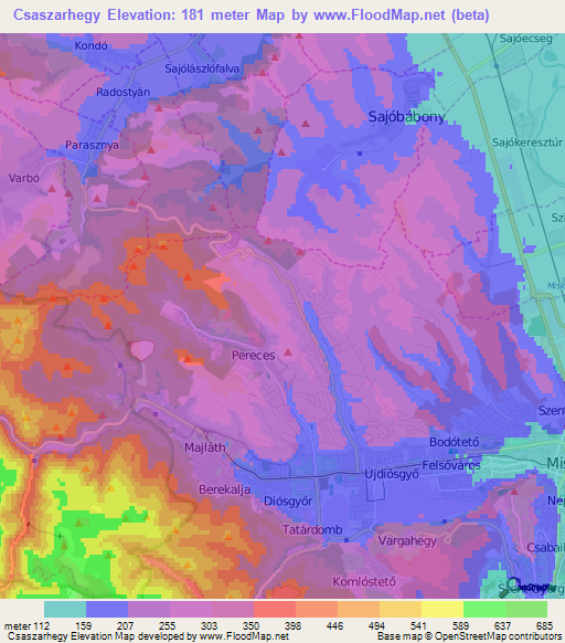 Csaszarhegy,Hungary Elevation Map