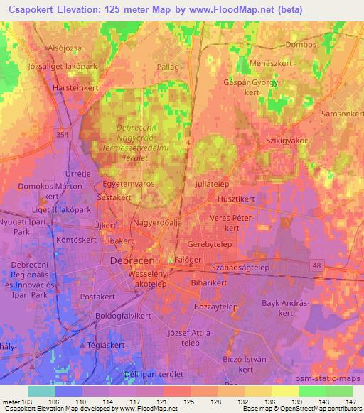 Csapokert,Hungary Elevation Map