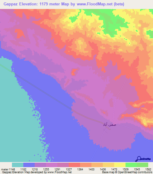 Gappaz,Iran Elevation Map