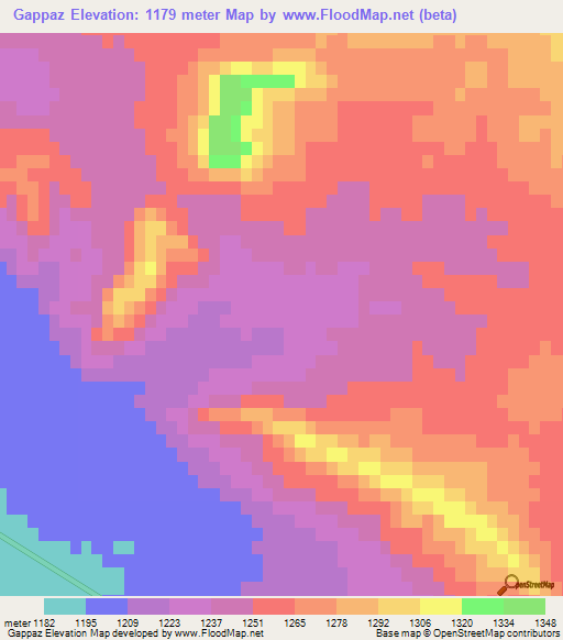Gappaz,Iran Elevation Map