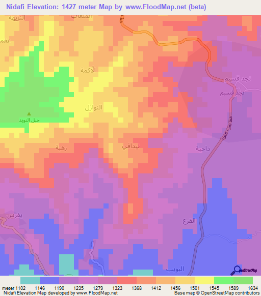 Nidafi,Yemen Elevation Map