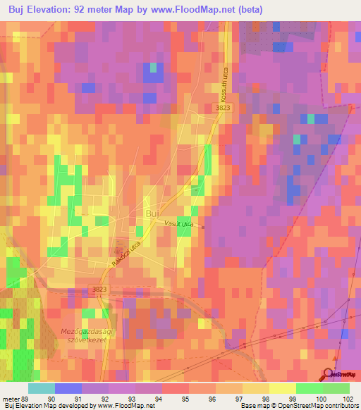 Buj,Hungary Elevation Map
