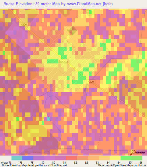 Bucsa,Hungary Elevation Map