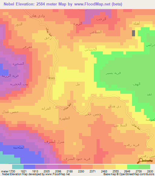 Nebel,Yemen Elevation Map