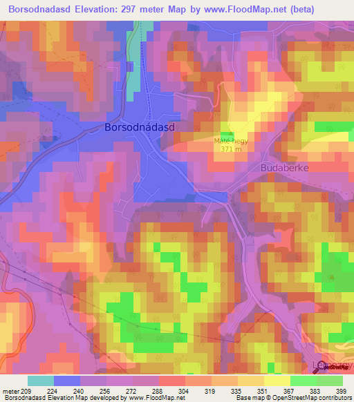 Borsodnadasd,Hungary Elevation Map