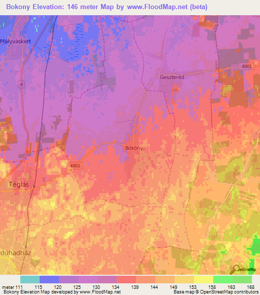 Bokony,Hungary Elevation Map