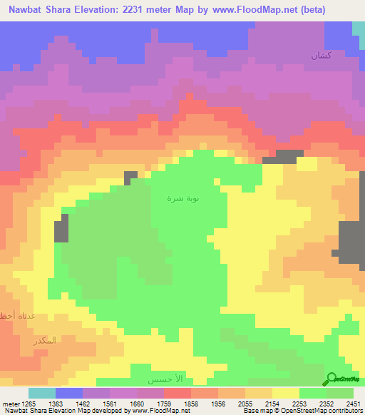 Nawbat Shara,Yemen Elevation Map