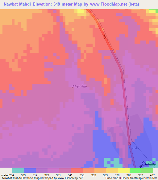 Nawbat Mahdi,Yemen Elevation Map