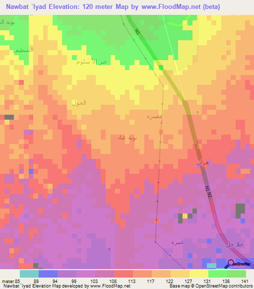 Nawbat `Iyad,Yemen Elevation Map