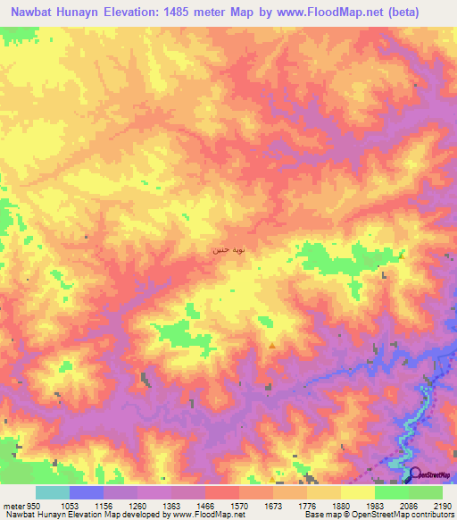 Nawbat Hunayn,Yemen Elevation Map