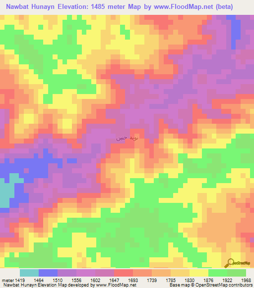 Nawbat Hunayn,Yemen Elevation Map