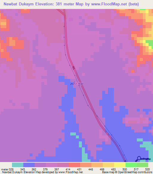 Nawbat Dukaym,Yemen Elevation Map