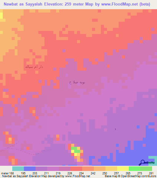 Nawbat as Sayyalah,Yemen Elevation Map