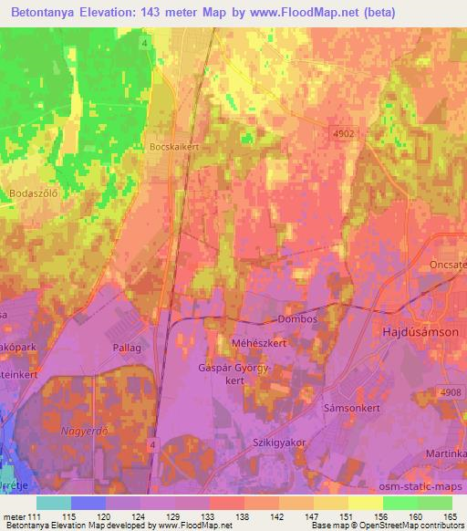Betontanya,Hungary Elevation Map
