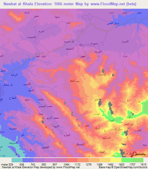 Nawbat al Khala,Yemen Elevation Map