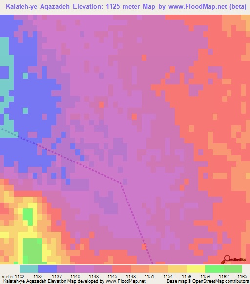 Kalateh-ye Aqazadeh,Iran Elevation Map