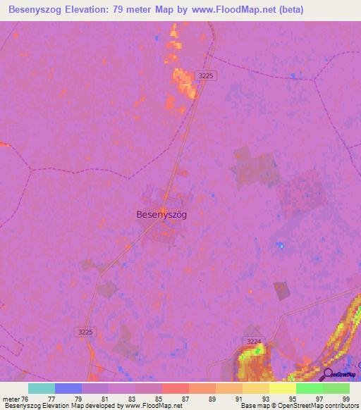 Besenyszog,Hungary Elevation Map
