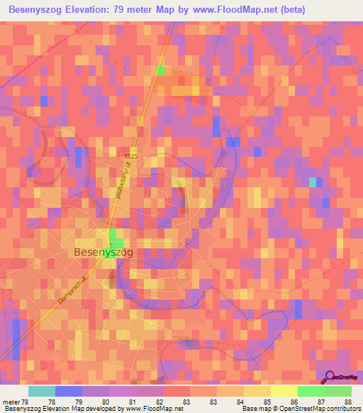 Besenyszog,Hungary Elevation Map