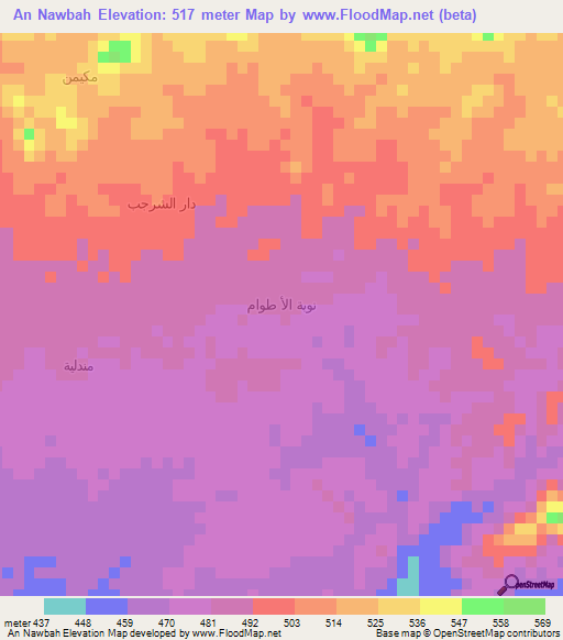 An Nawbah,Yemen Elevation Map