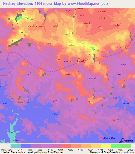 Nashaq,Yemen Elevation Map