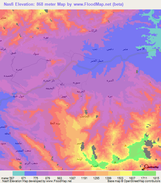 Nasfi,Yemen Elevation Map