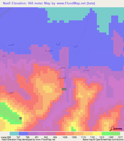 Nasfi,Yemen Elevation Map