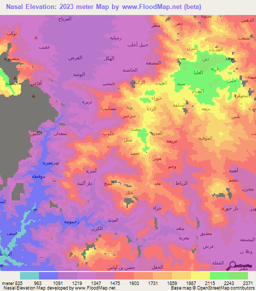 Nasal,Yemen Elevation Map