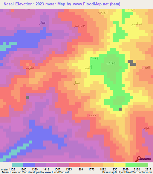 Nasal,Yemen Elevation Map