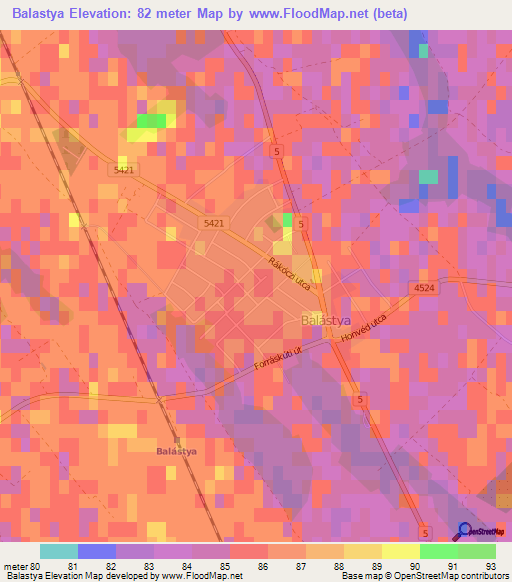 Balastya,Hungary Elevation Map