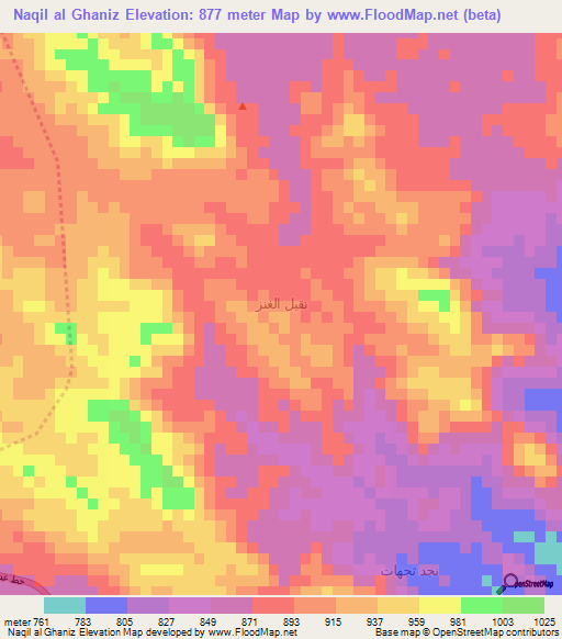 Naqil al Ghaniz,Yemen Elevation Map